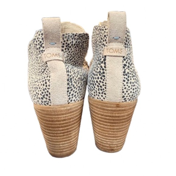 TOMS Wedge Booties Women’s 12 Cheetah Print Slip On Ankle Boots Tan Excellent - Picture 5 of 8